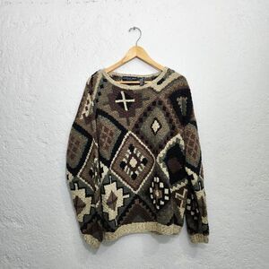 Vintage handknit Geometric Pattern Sweater